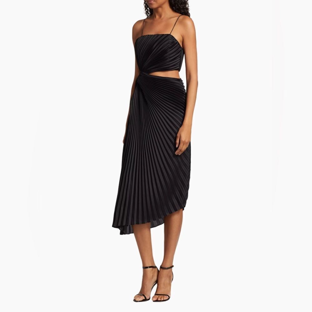 Alice + Olivia Pleated Cut-Out Midi-Dress size 0